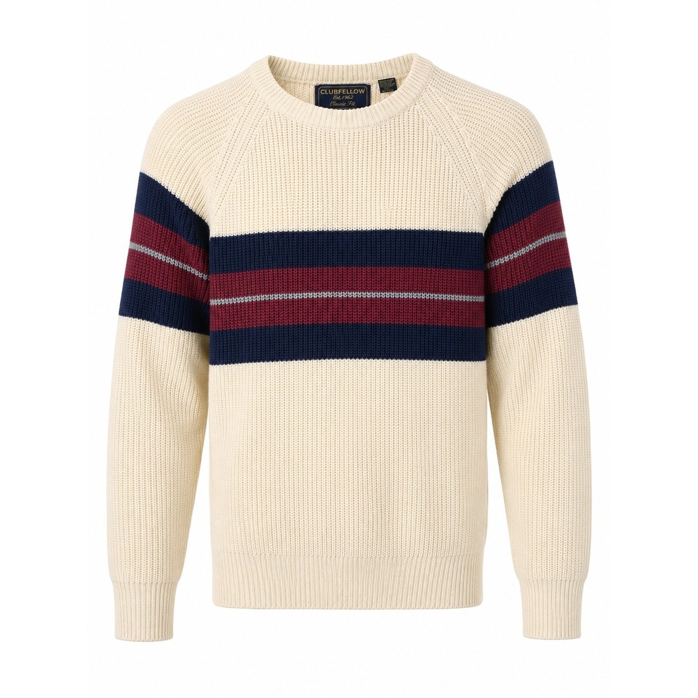 Vintage 80s Clubfellow Marshall Fields Striped Crewneck Sweater Men's Med Cream